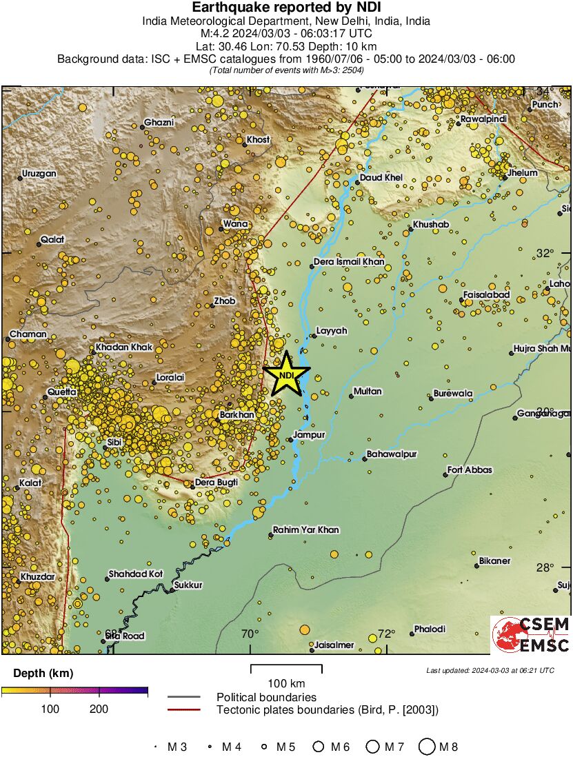 regional depth historical seismicity