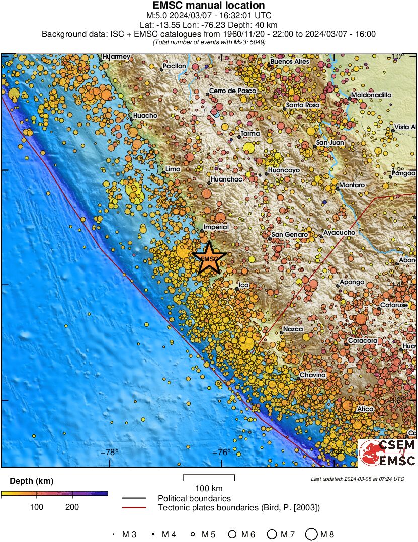 regional depth historical seismicity