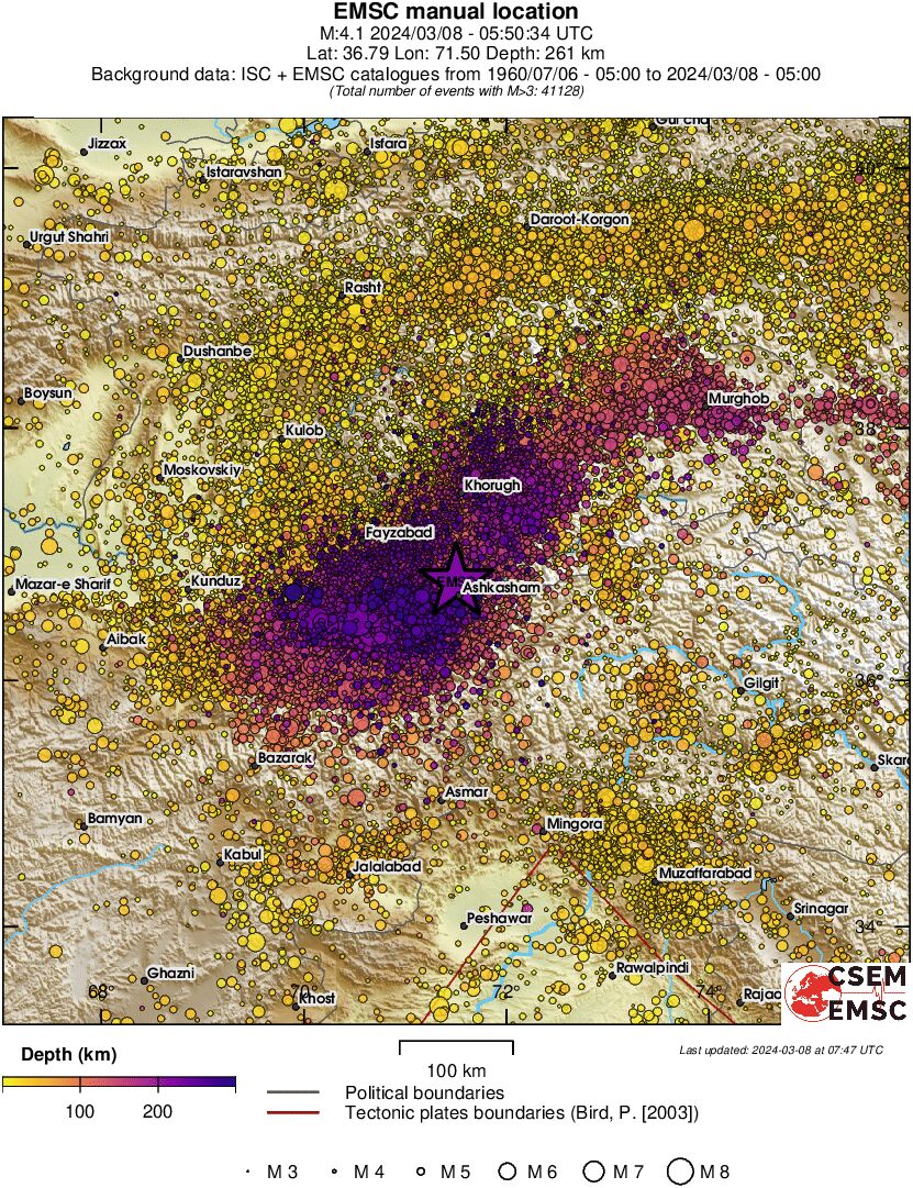 regional depth historical seismicity