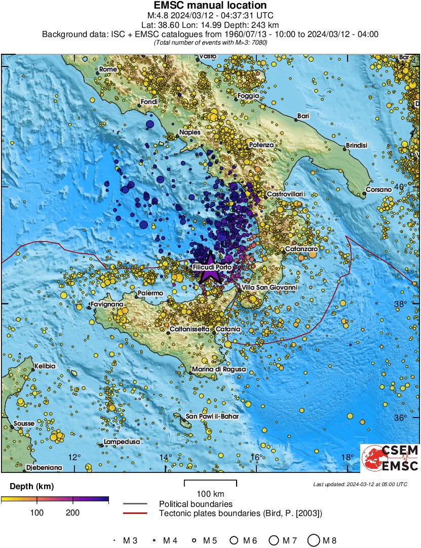regional depth historical seismicity