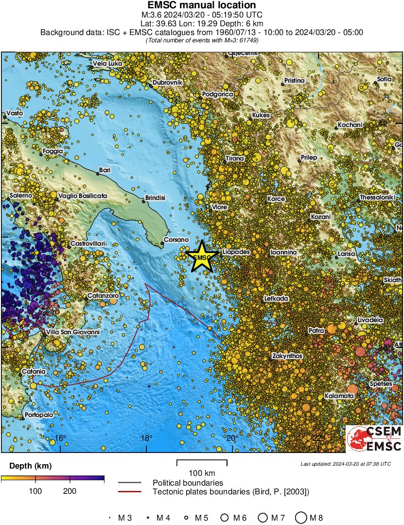 regional depth historical seismicity