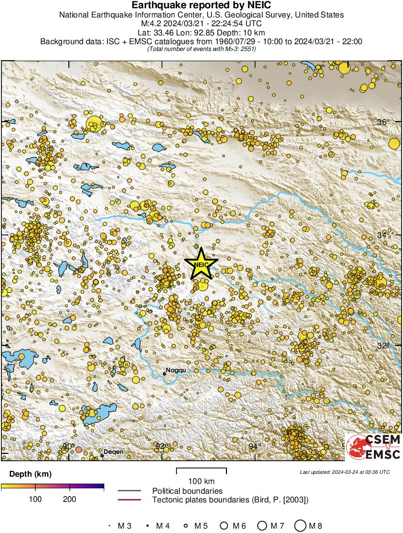 regional depth historical seismicity