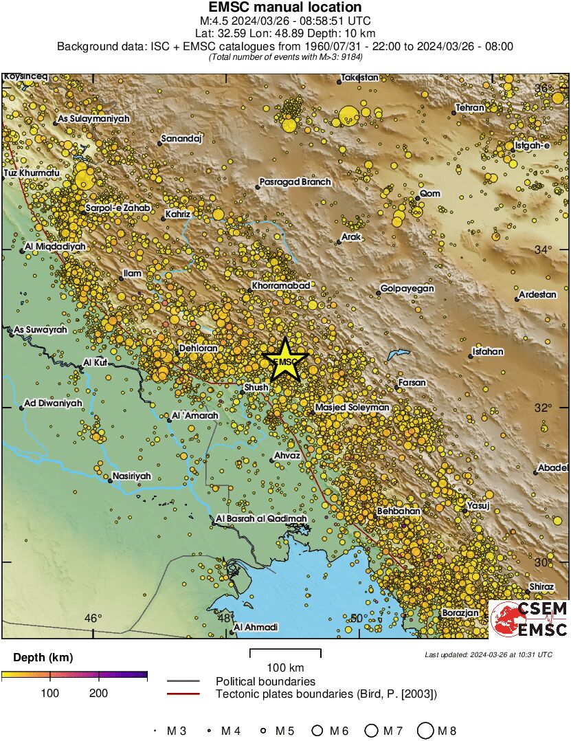 regional depth historical seismicity