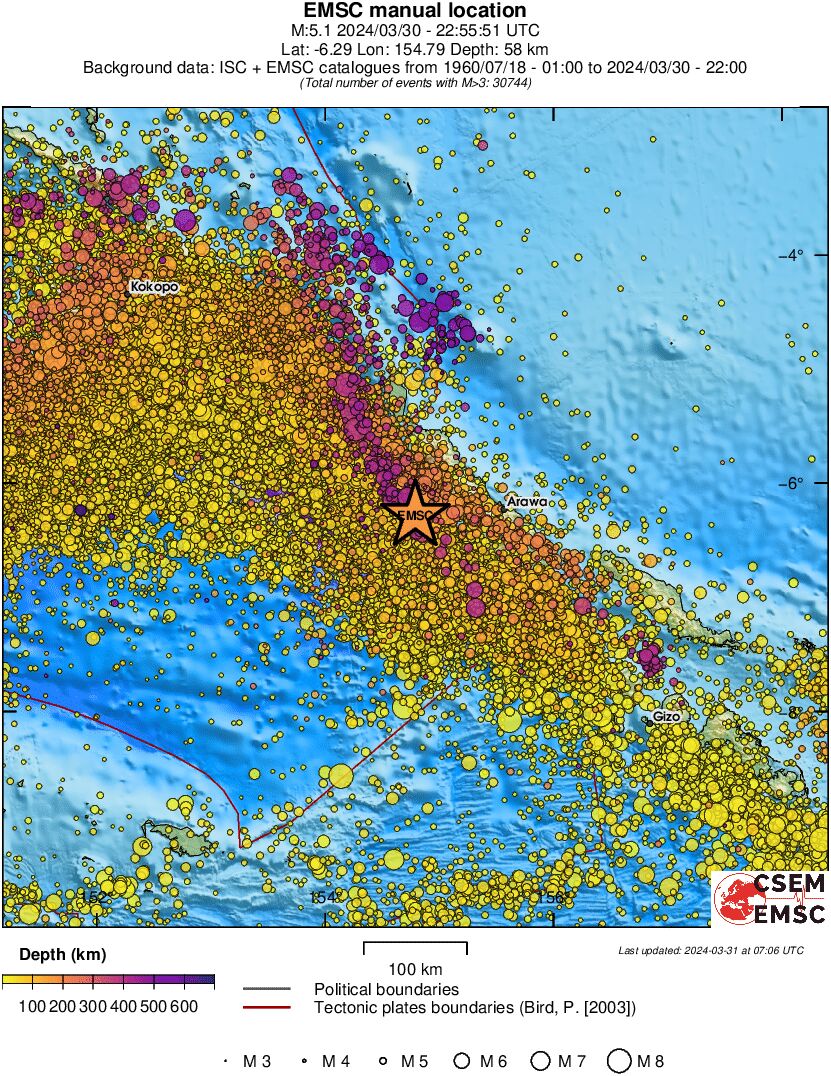 regional depth historical seismicity