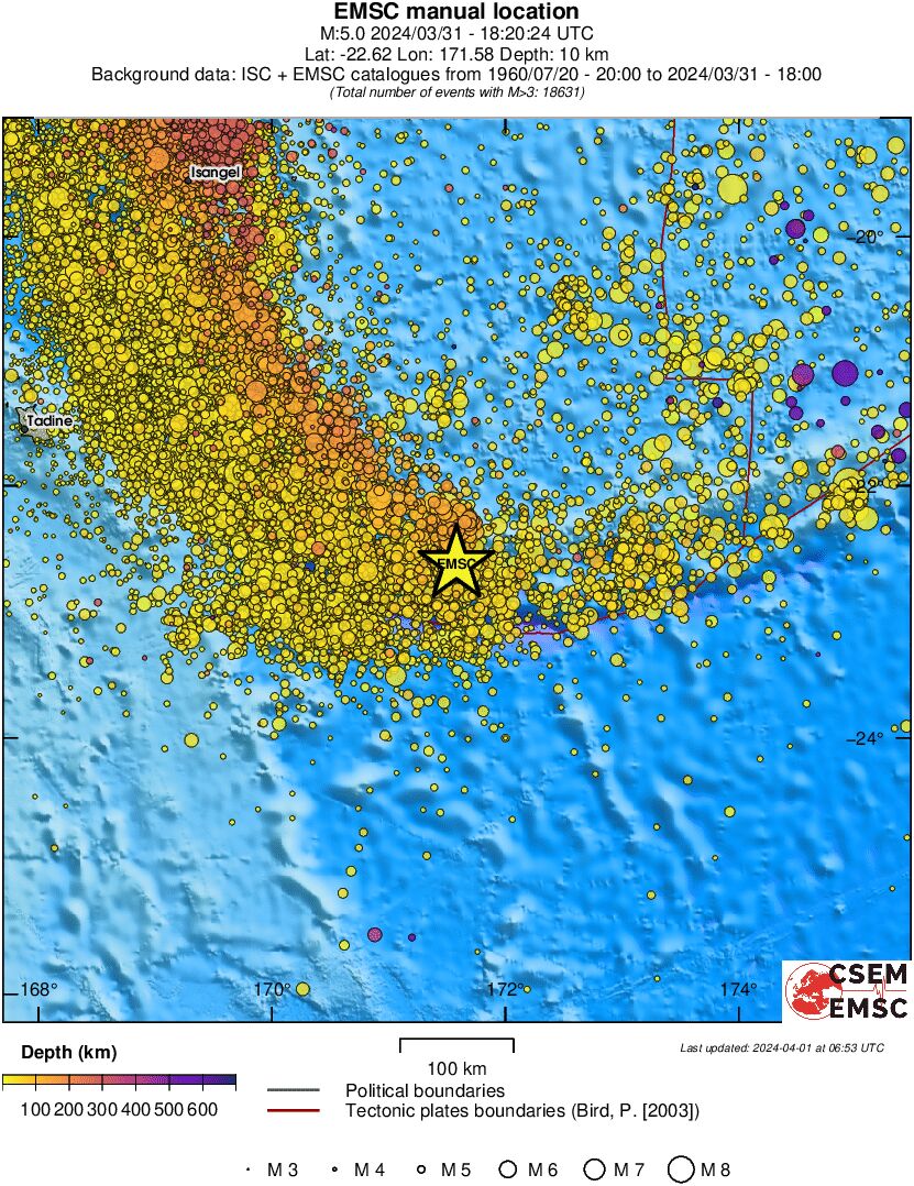 regional depth historical seismicity