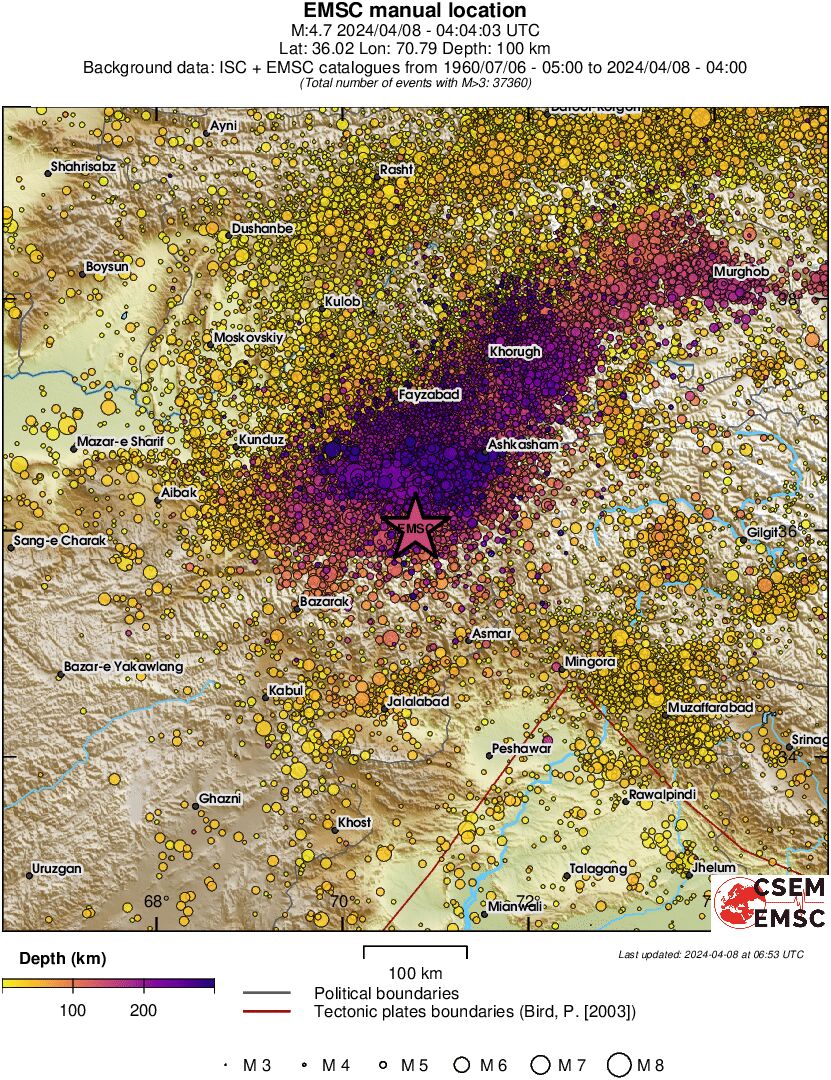 regional depth historical seismicity
