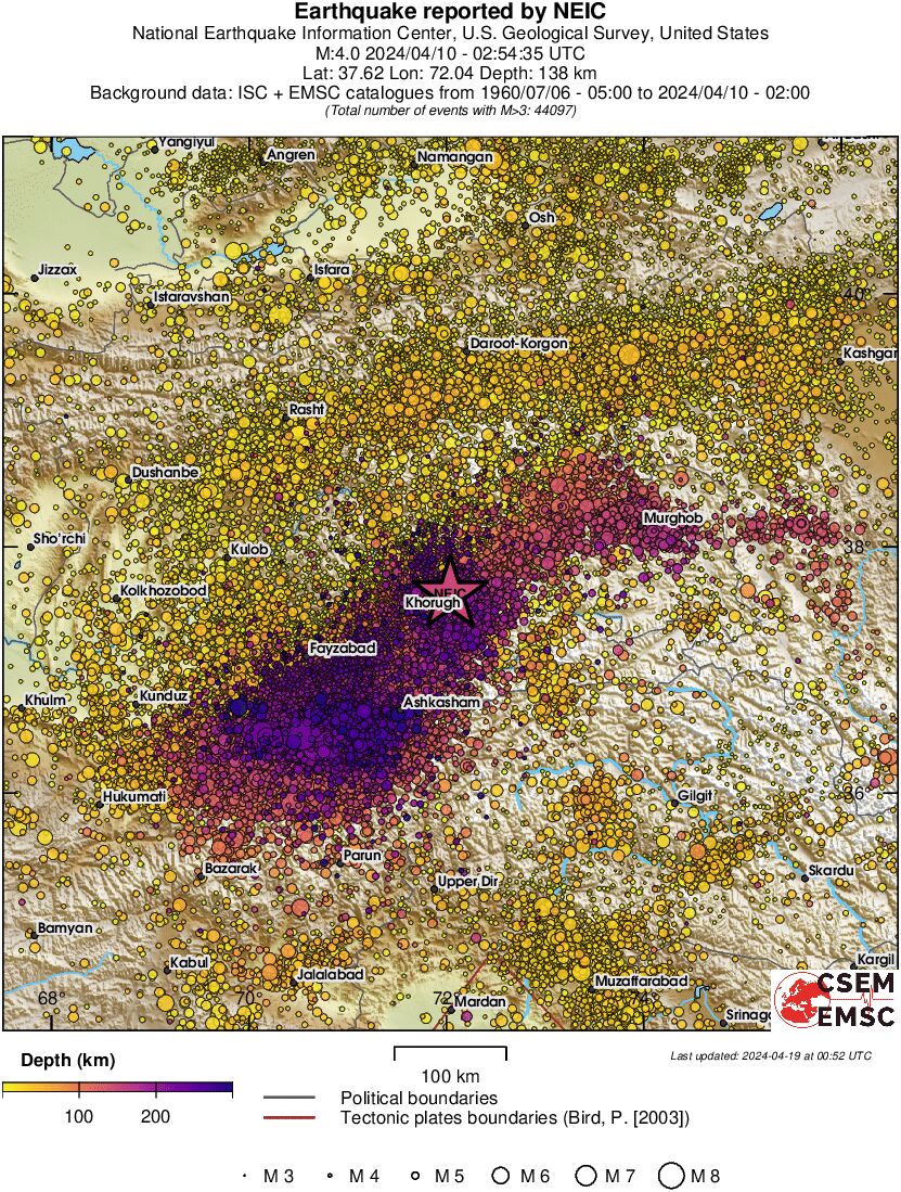 regional depth historical seismicity