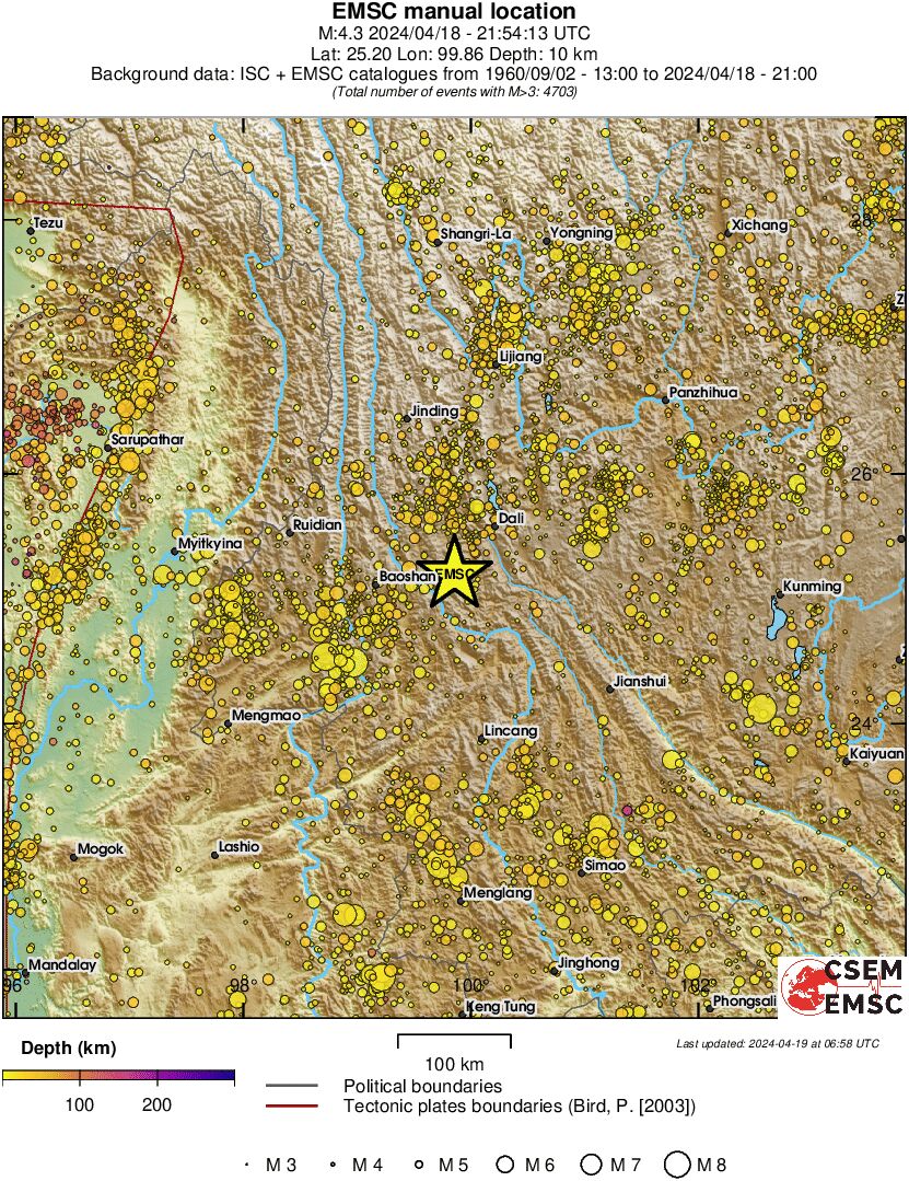 regional depth historical seismicity