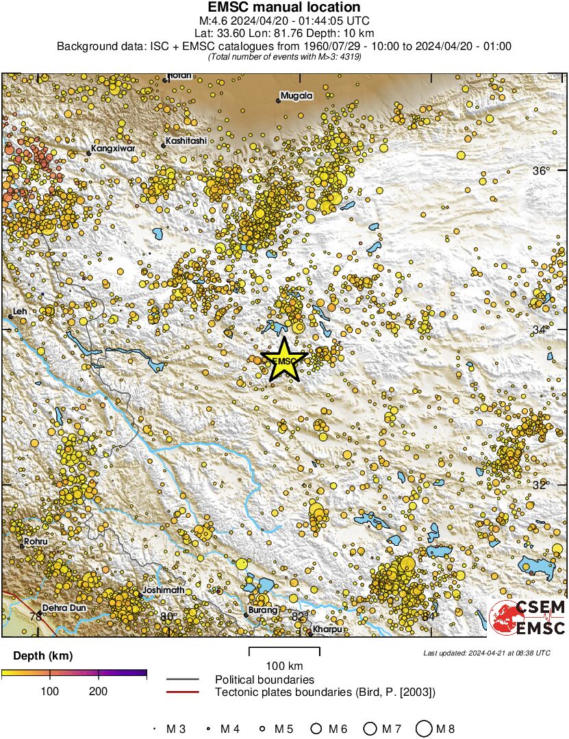 regional depth historical seismicity