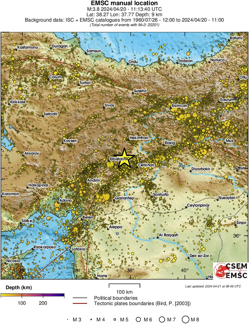 regional depth historical seismicity
