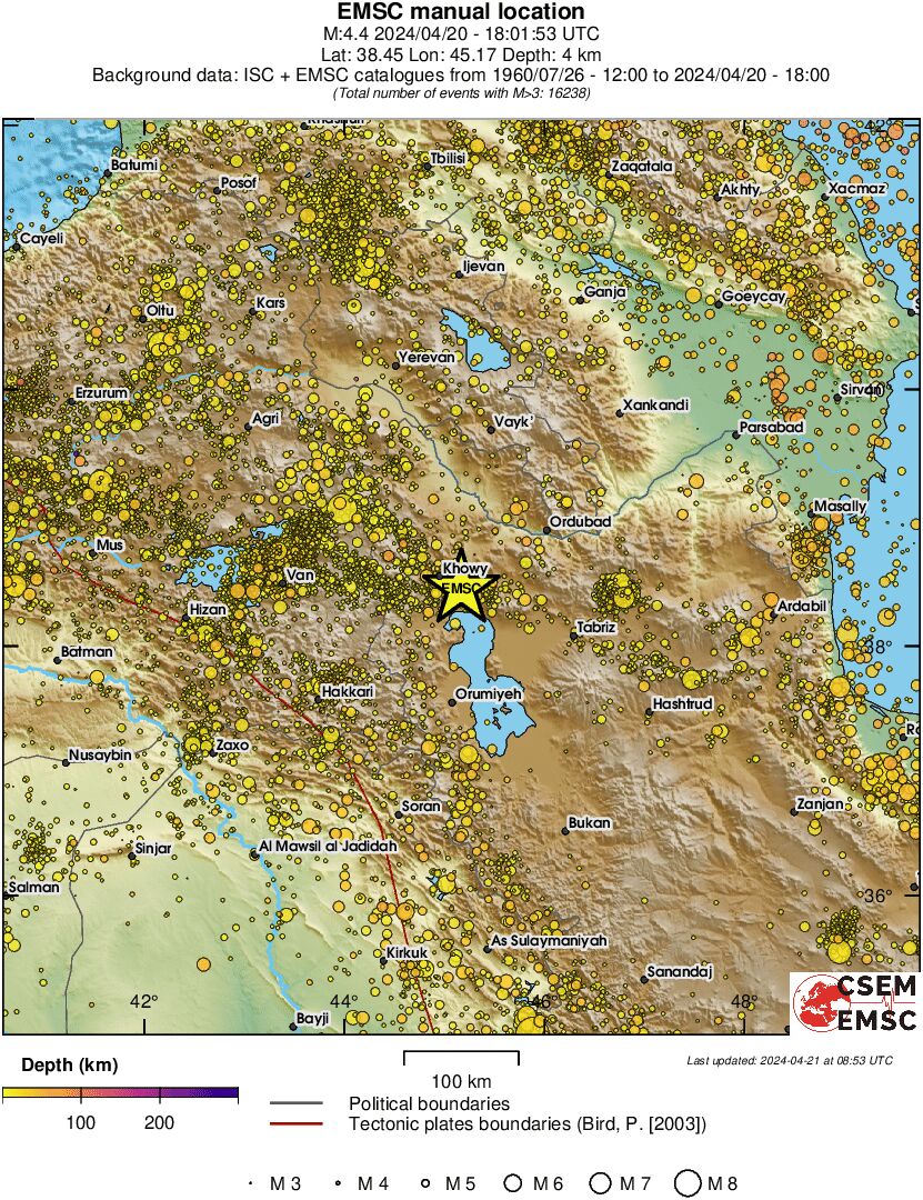 regional depth historical seismicity