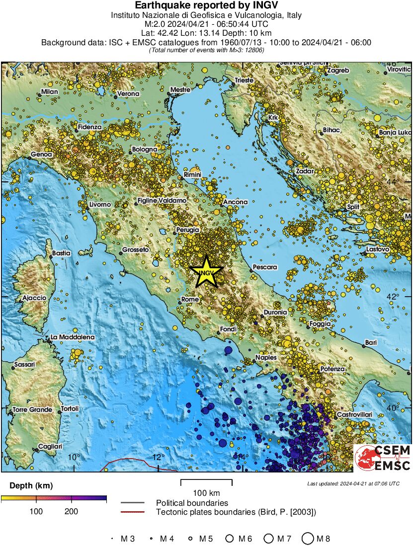regional depth historical seismicity