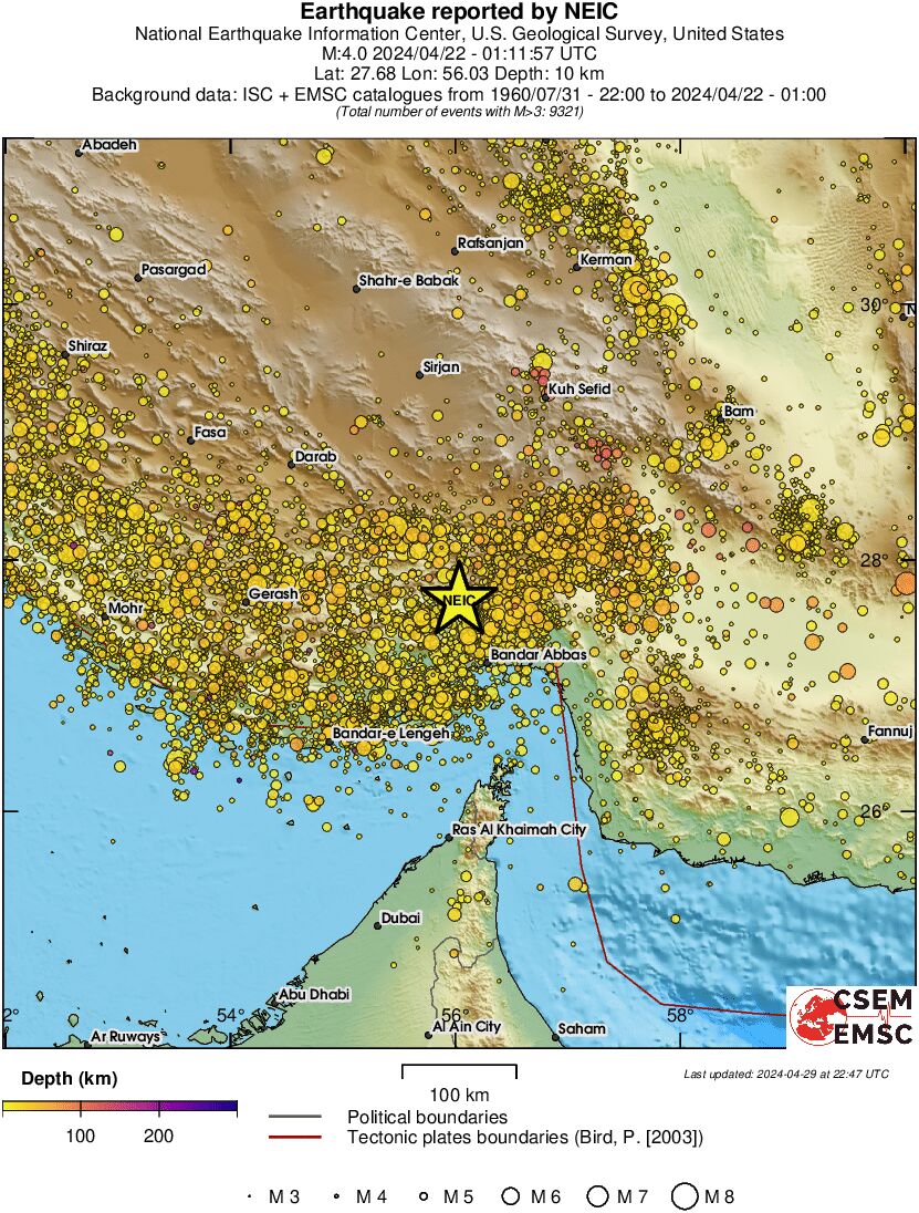 regional depth historical seismicity