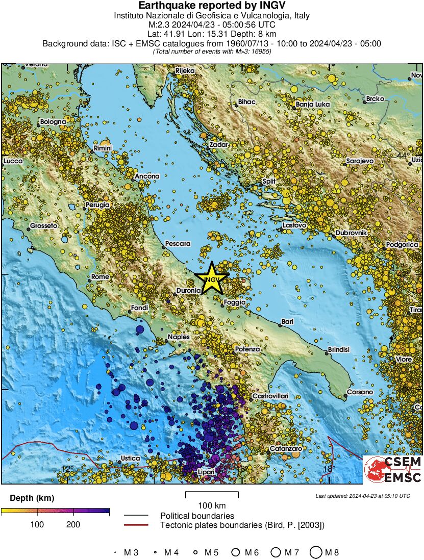 regional depth historical seismicity