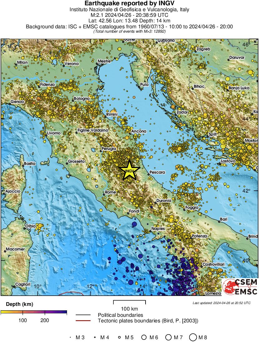 regional depth historical seismicity