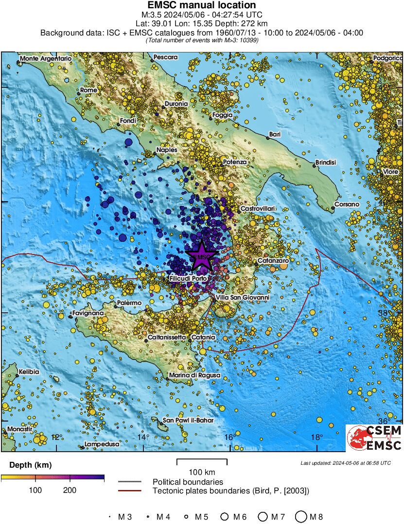 regional depth historical seismicity