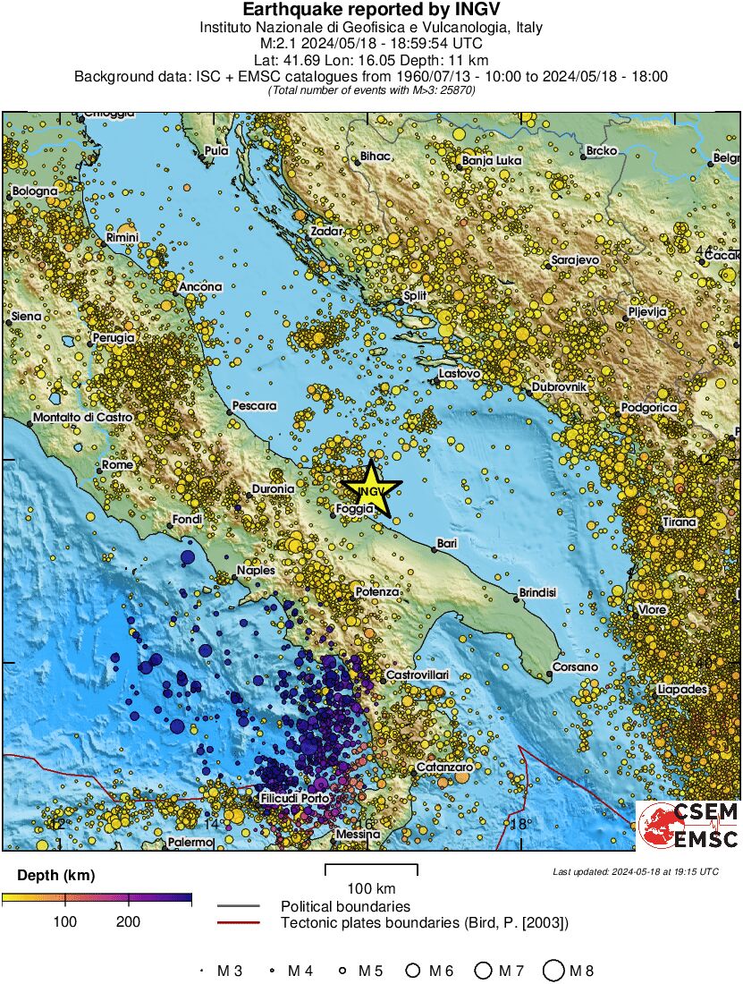 regional depth historical seismicity
