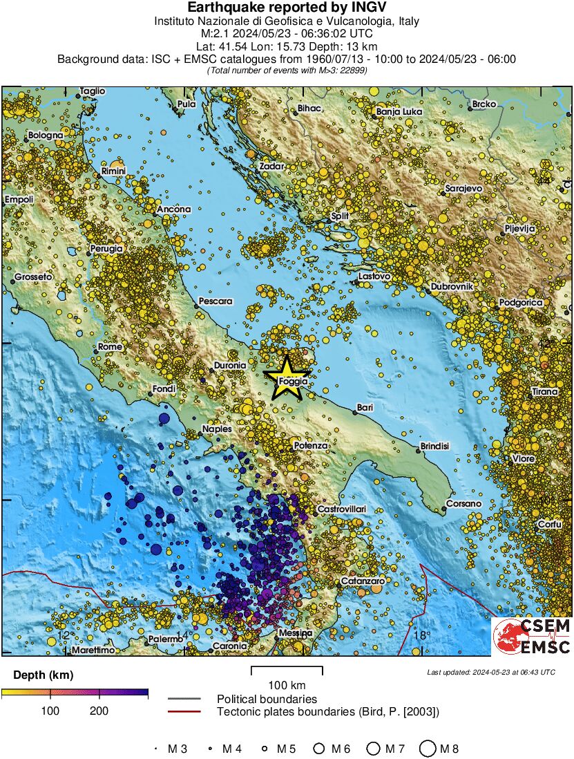 regional depth historical seismicity