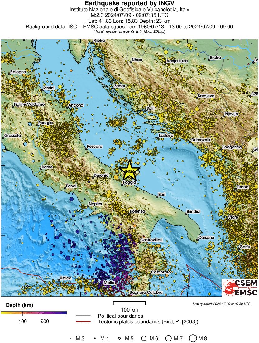 regional depth historical seismicity