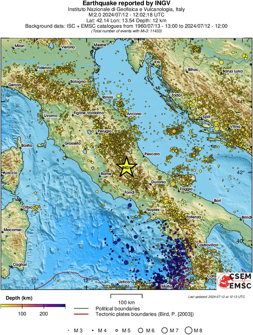 regional depth historical seismicity