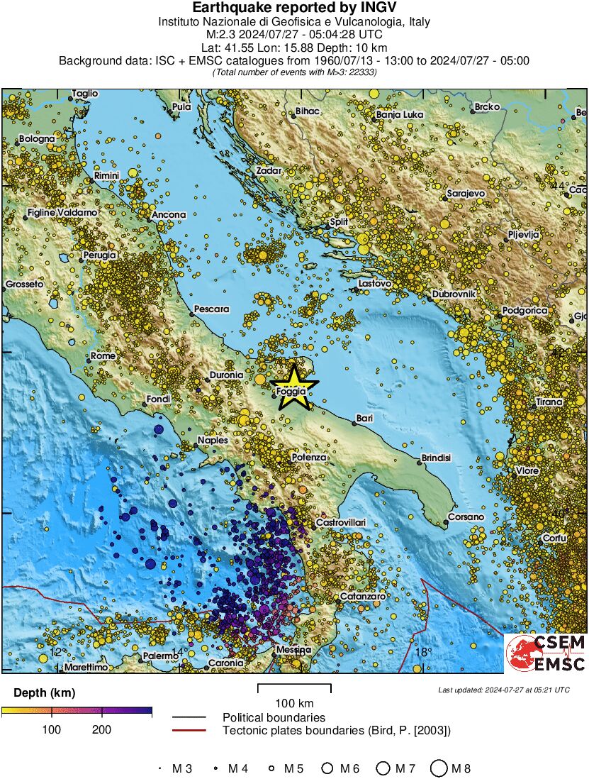 regional depth historical seismicity