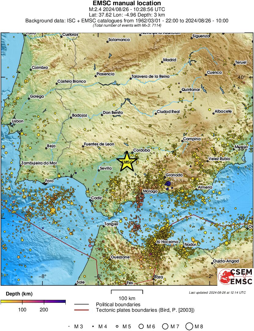 regional depth historical seismicity