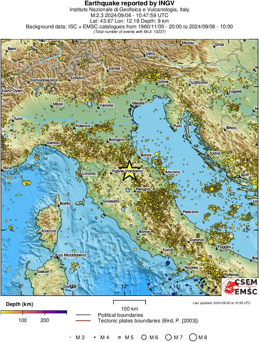 regional depth historical seismicity