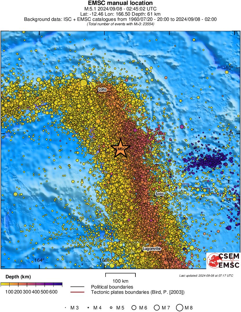 regional depth historical seismicity