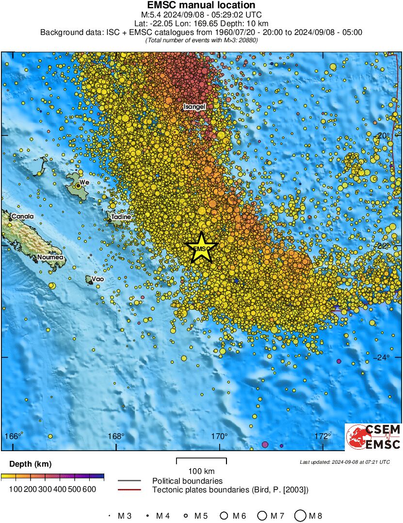 regional depth historical seismicity