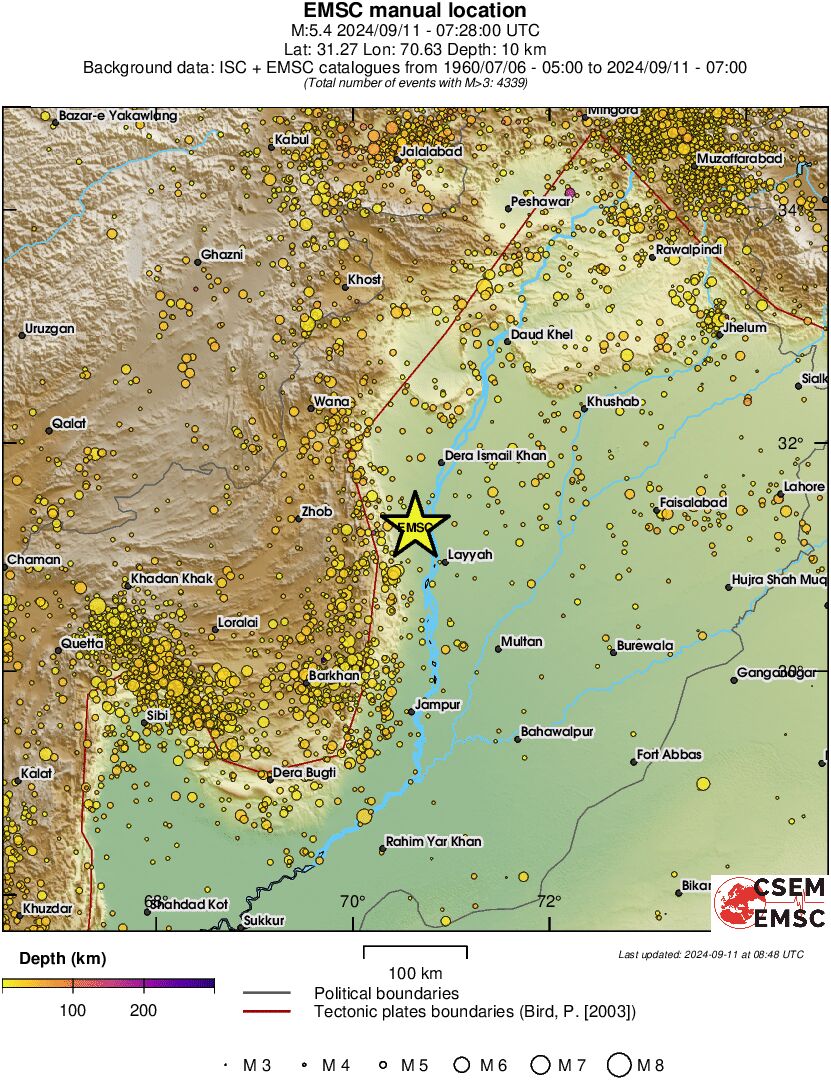 regional depth historical seismicity