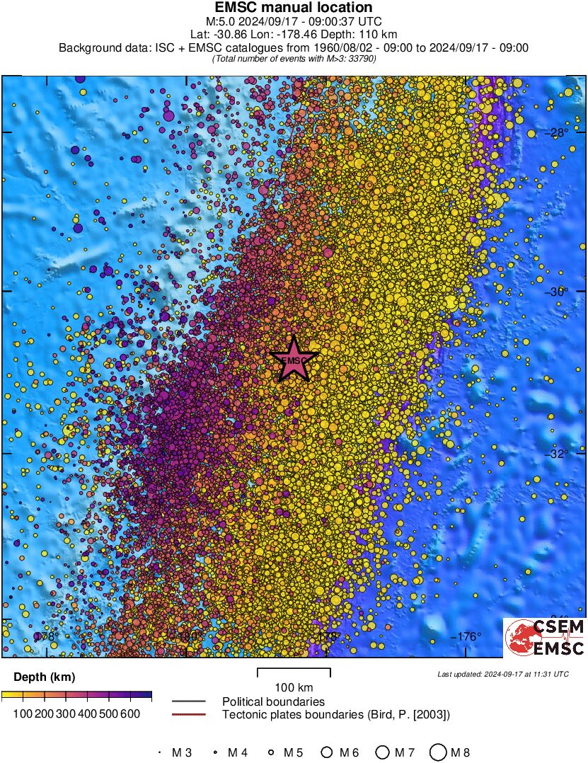 regional depth historical seismicity