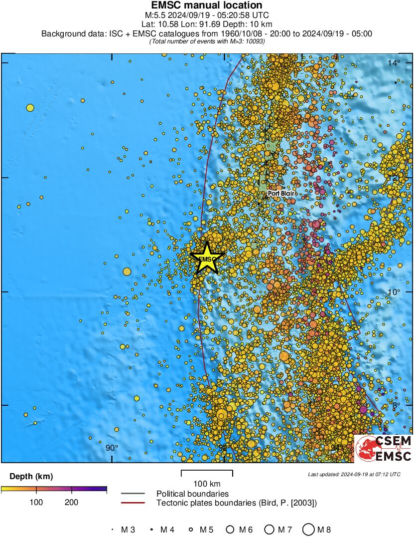 regional depth historical seismicity