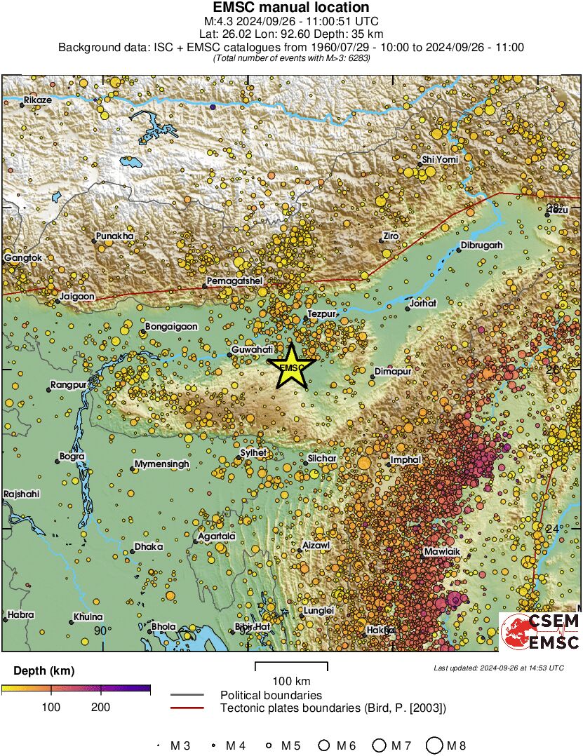 regional depth historical seismicity