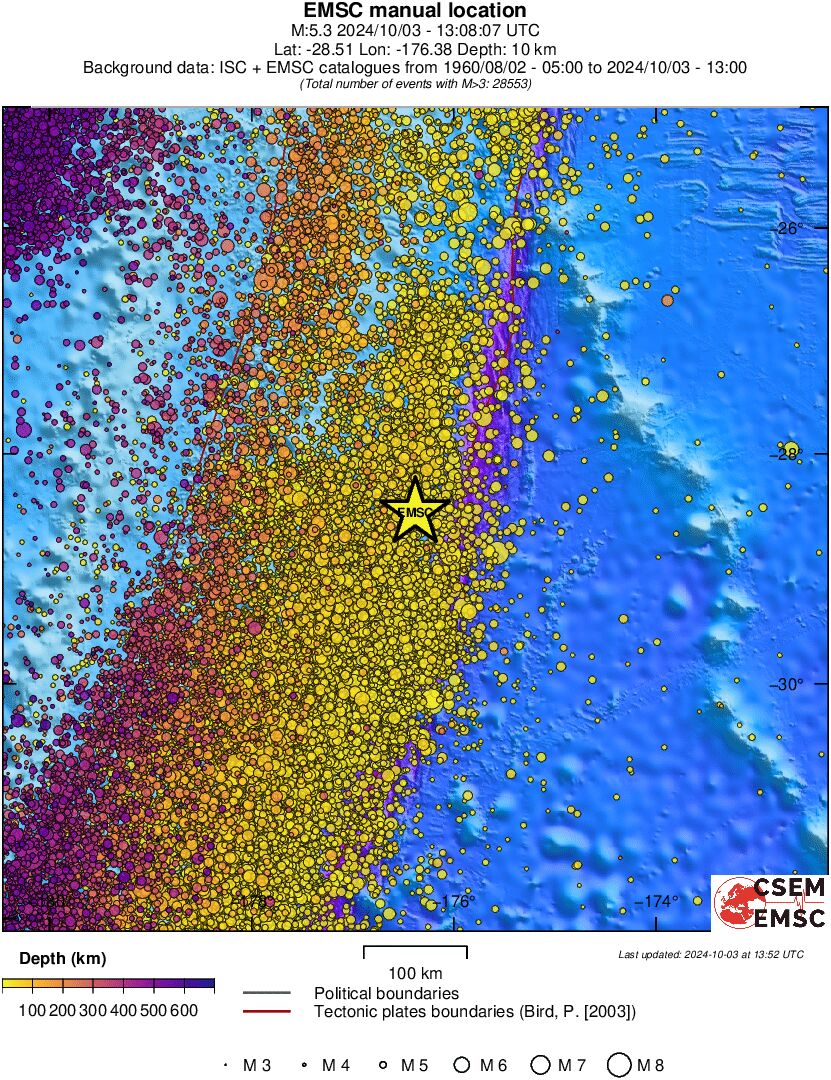 regional depth historical seismicity