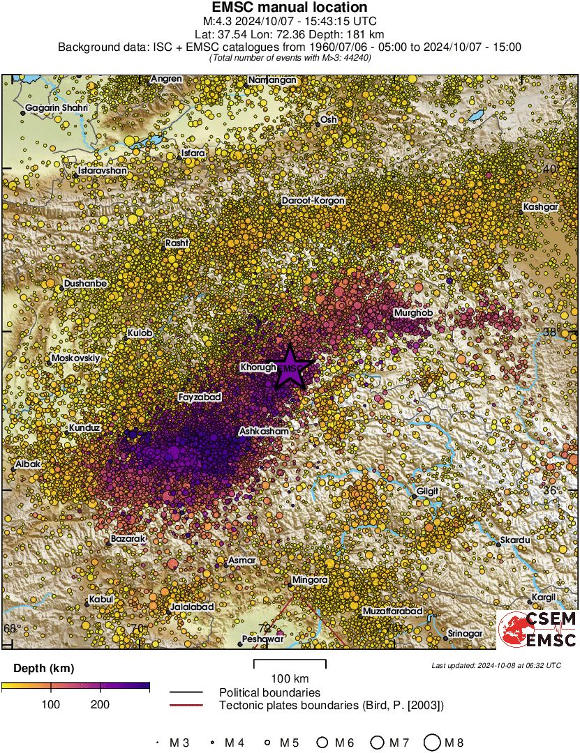 regional depth historical seismicity