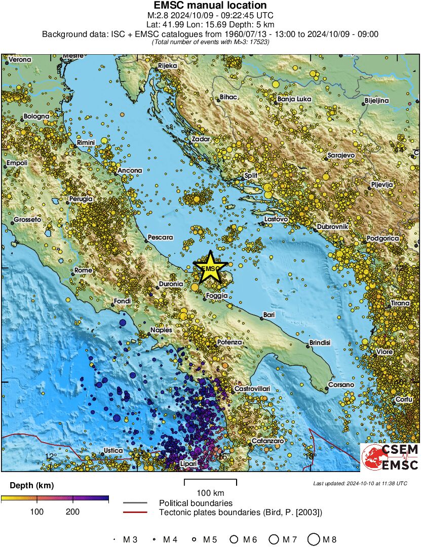 regional depth historical seismicity