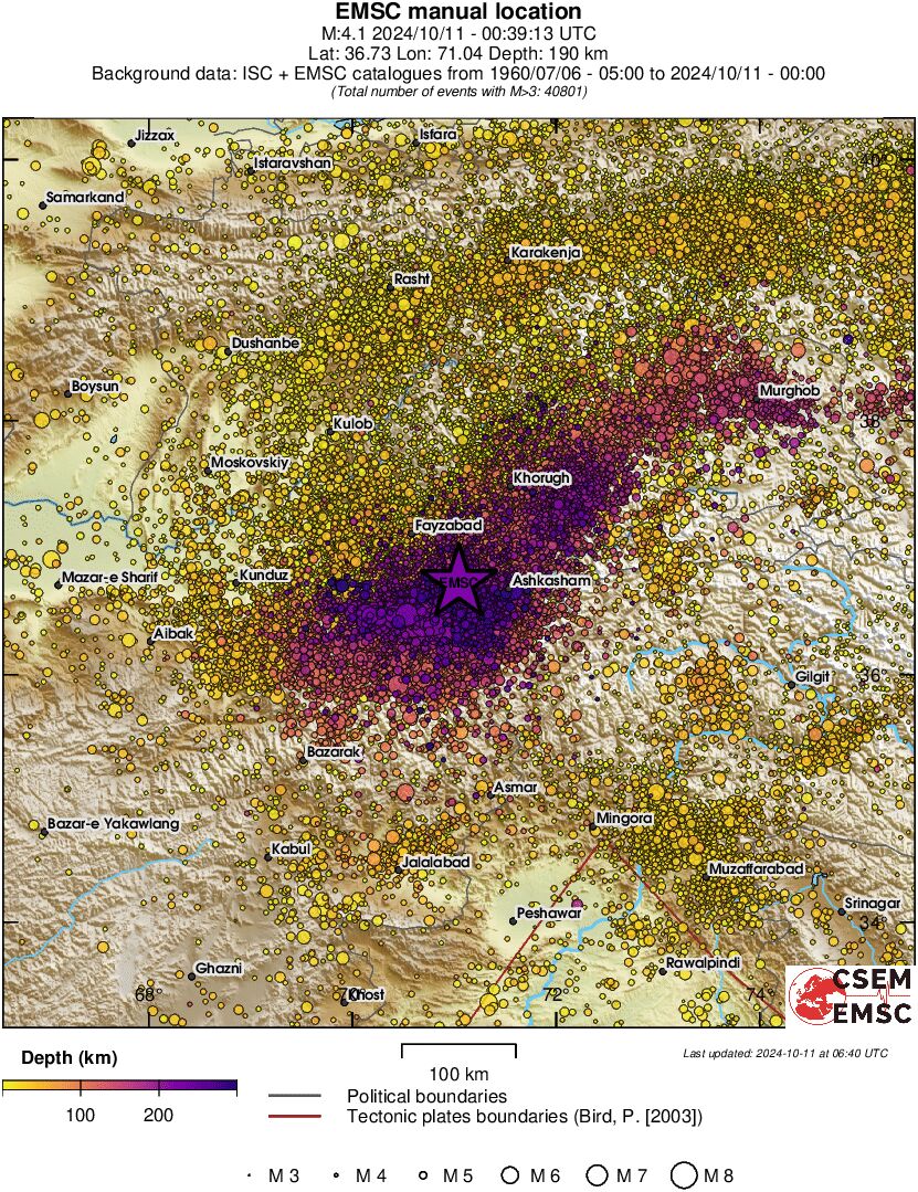 regional depth historical seismicity