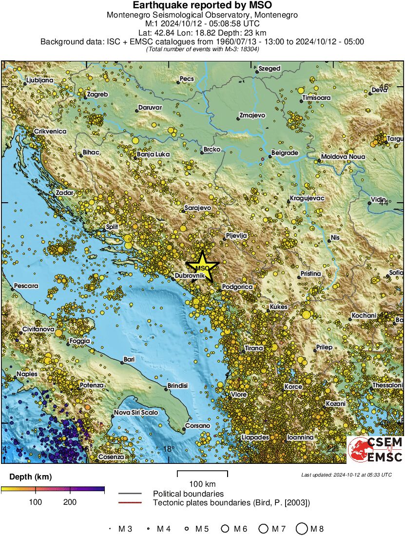 regional depth historical seismicity