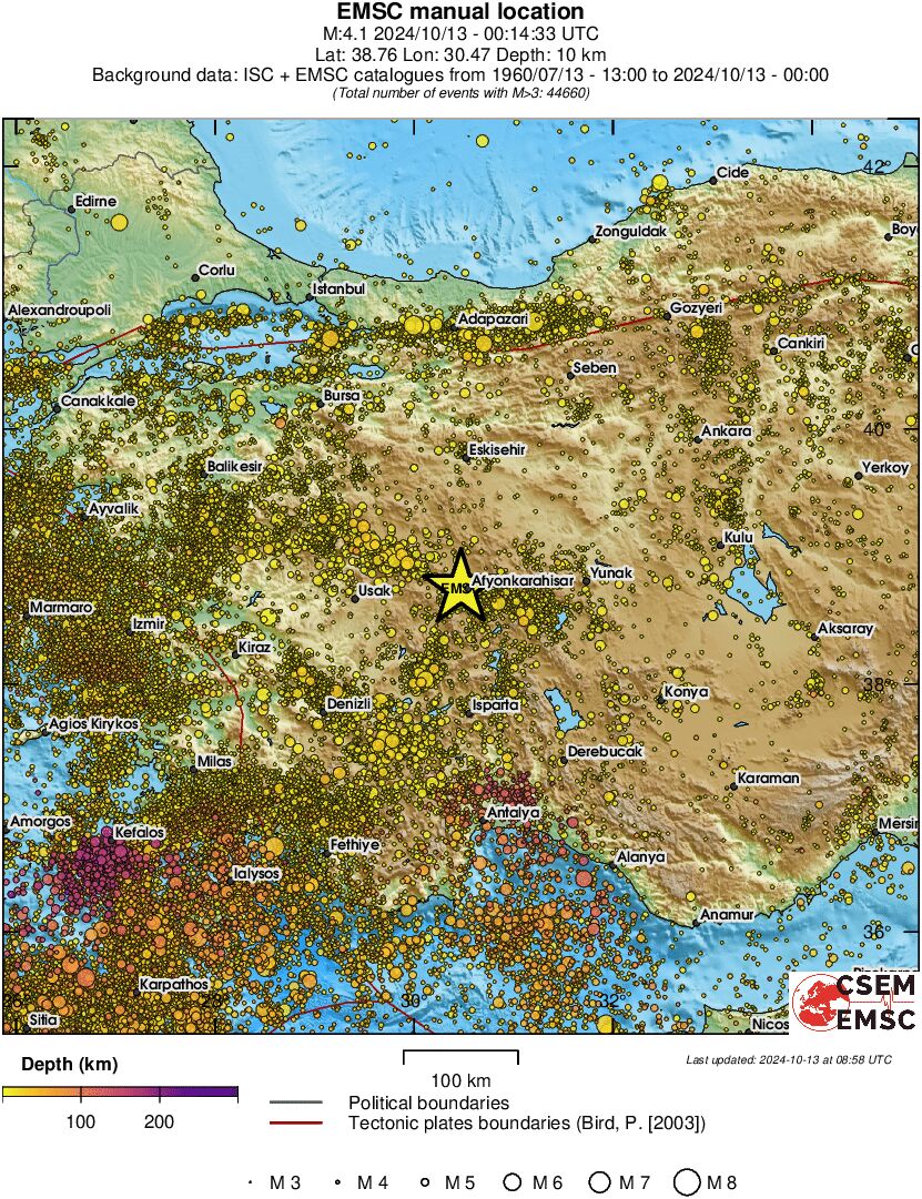 regional depth historical seismicity