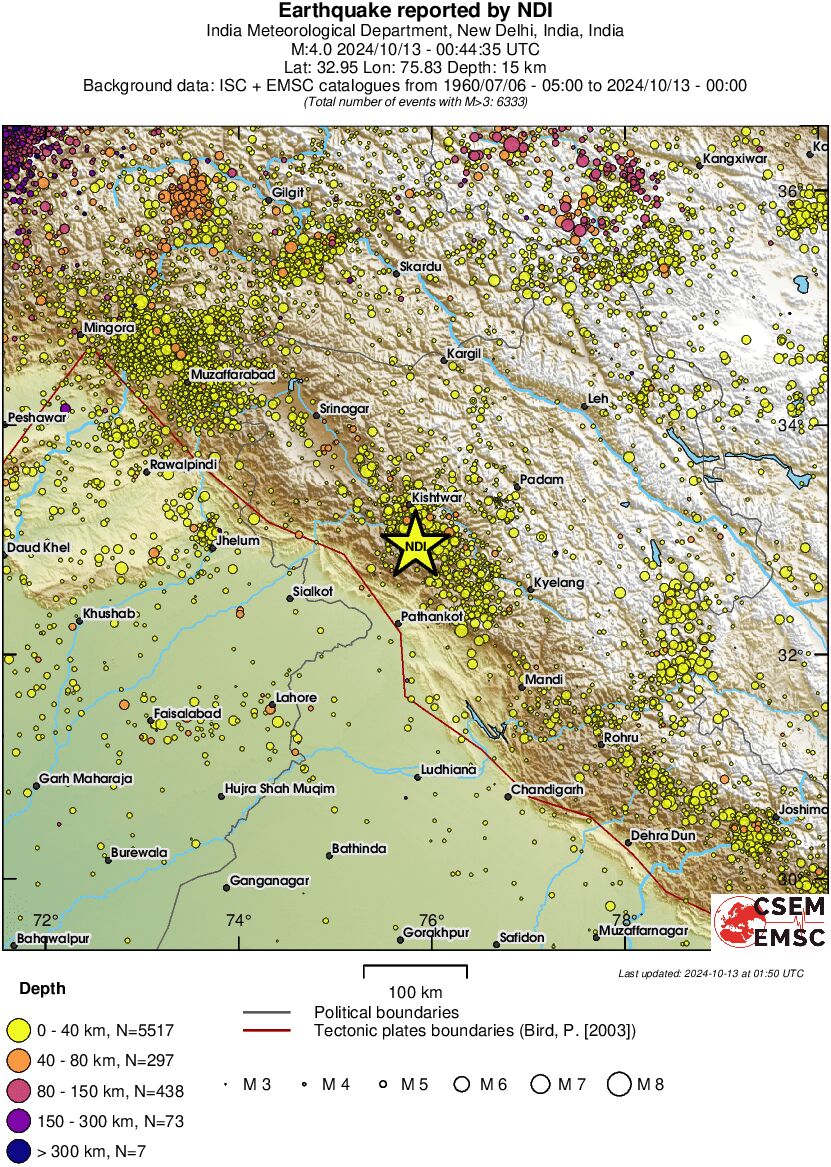 regional historical seismicity