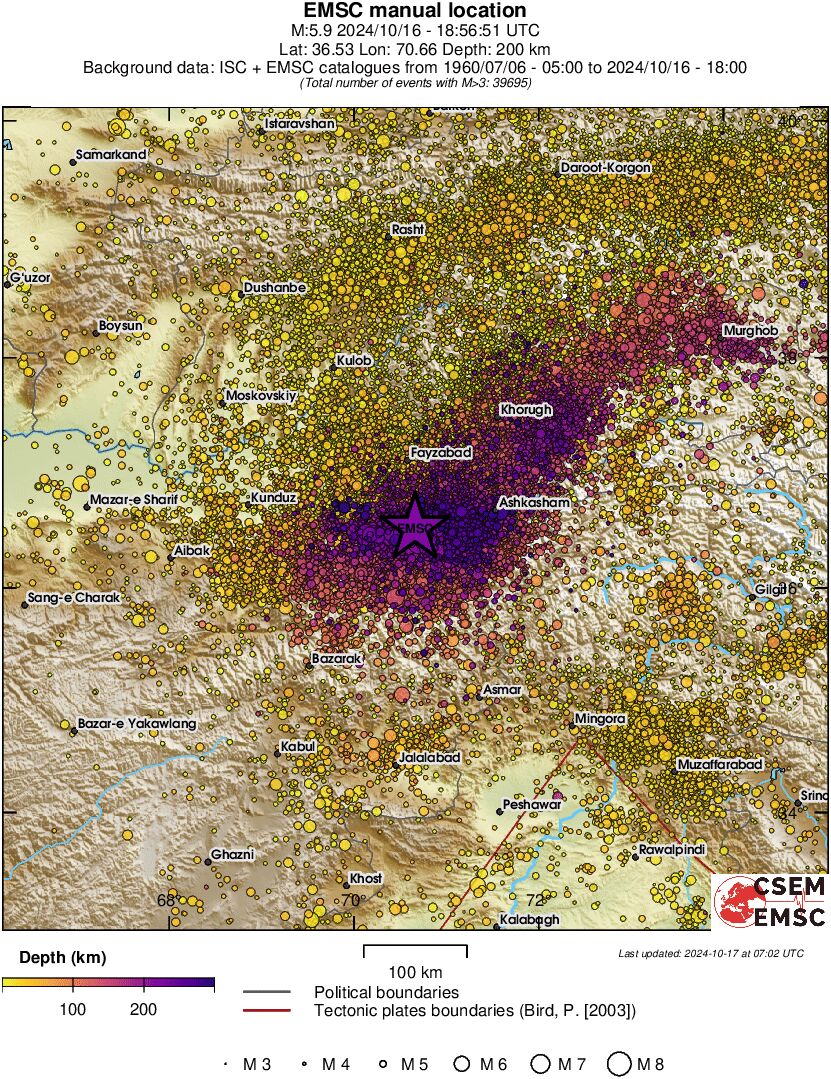 regional depth historical seismicity