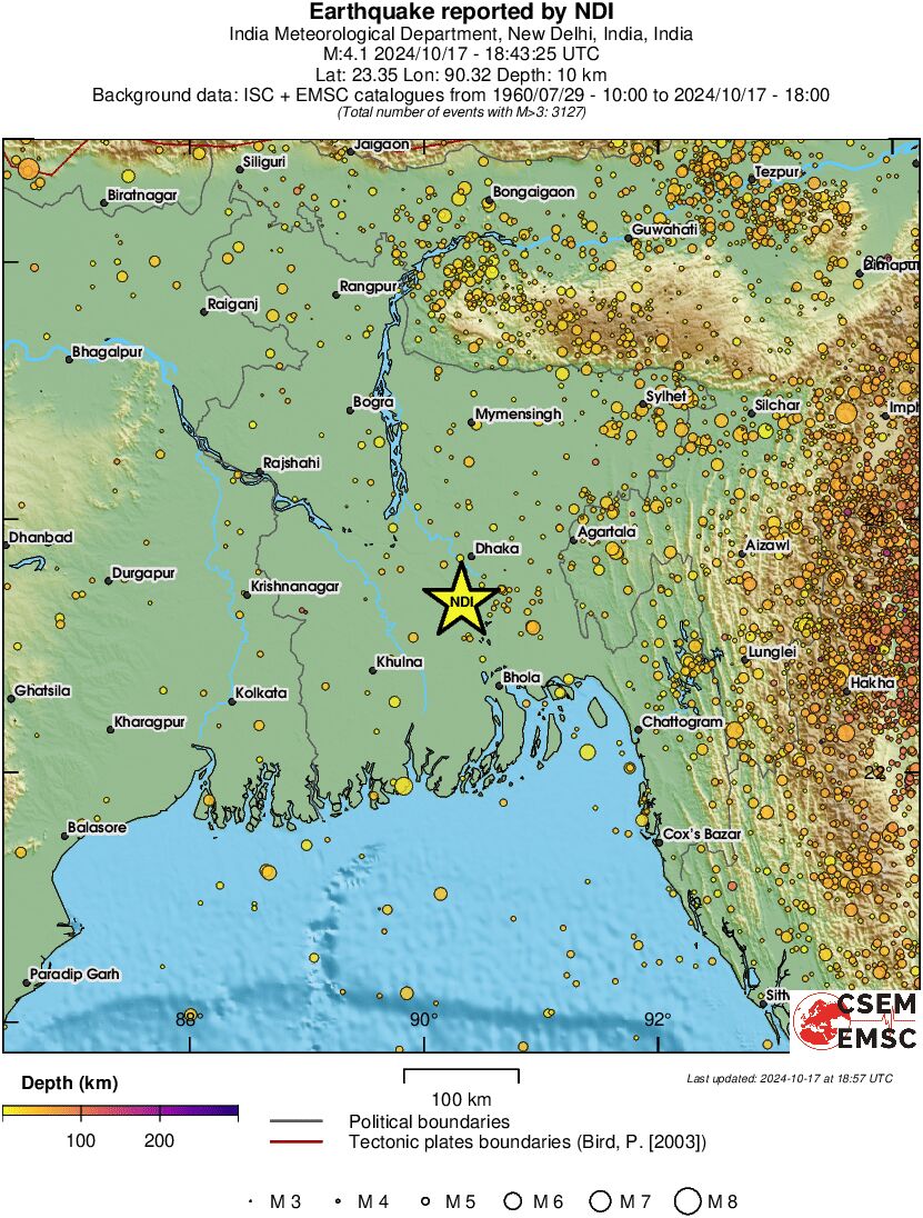 regional depth historical seismicity