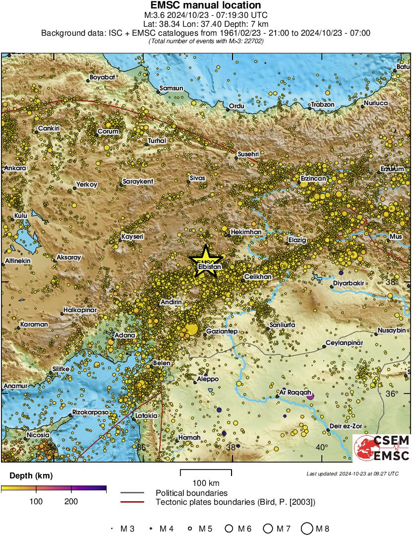 regional depth historical seismicity
