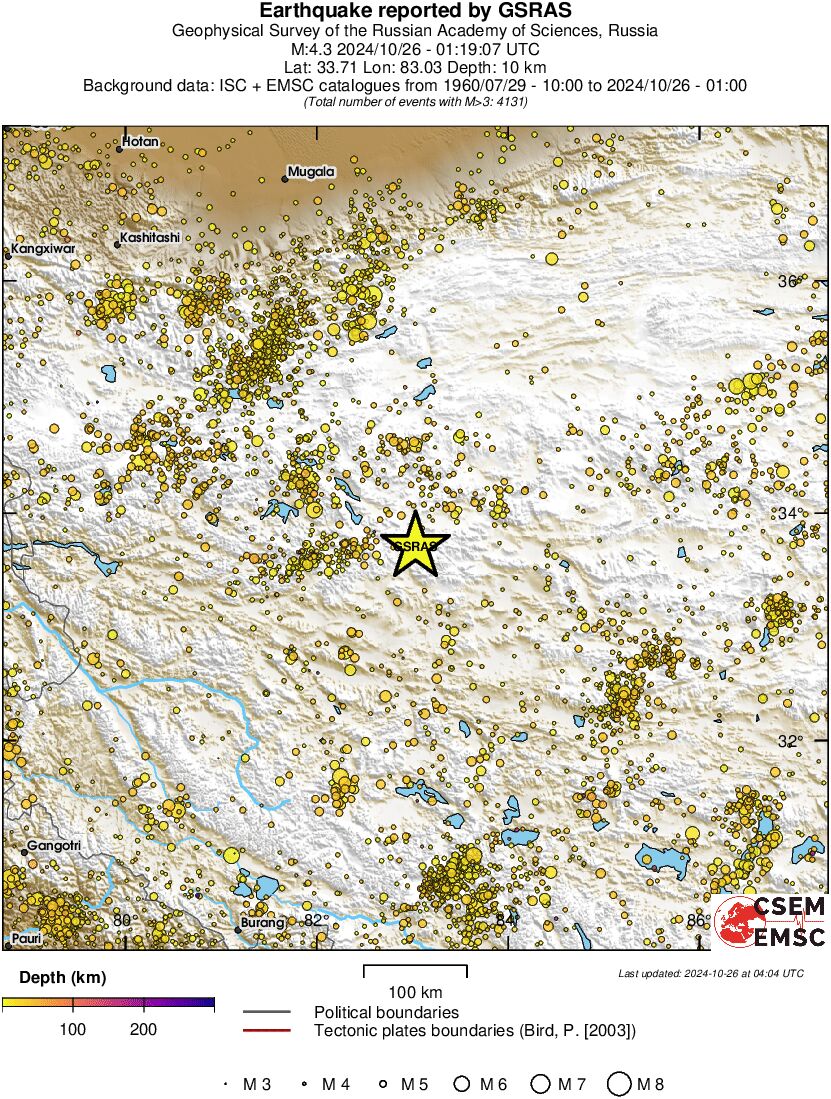 regional depth historical seismicity