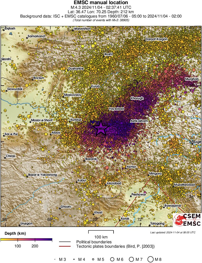 regional depth historical seismicity