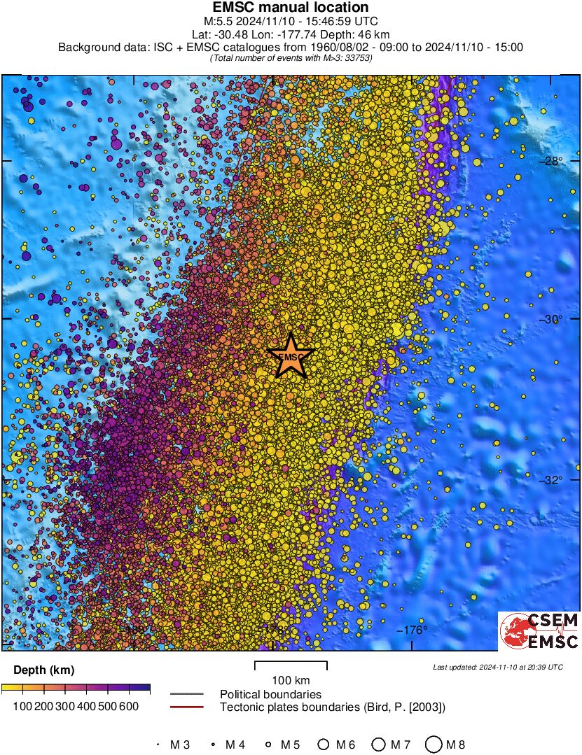 regional depth historical seismicity