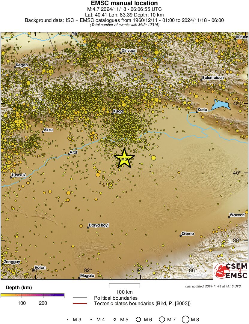 regional depth historical seismicity