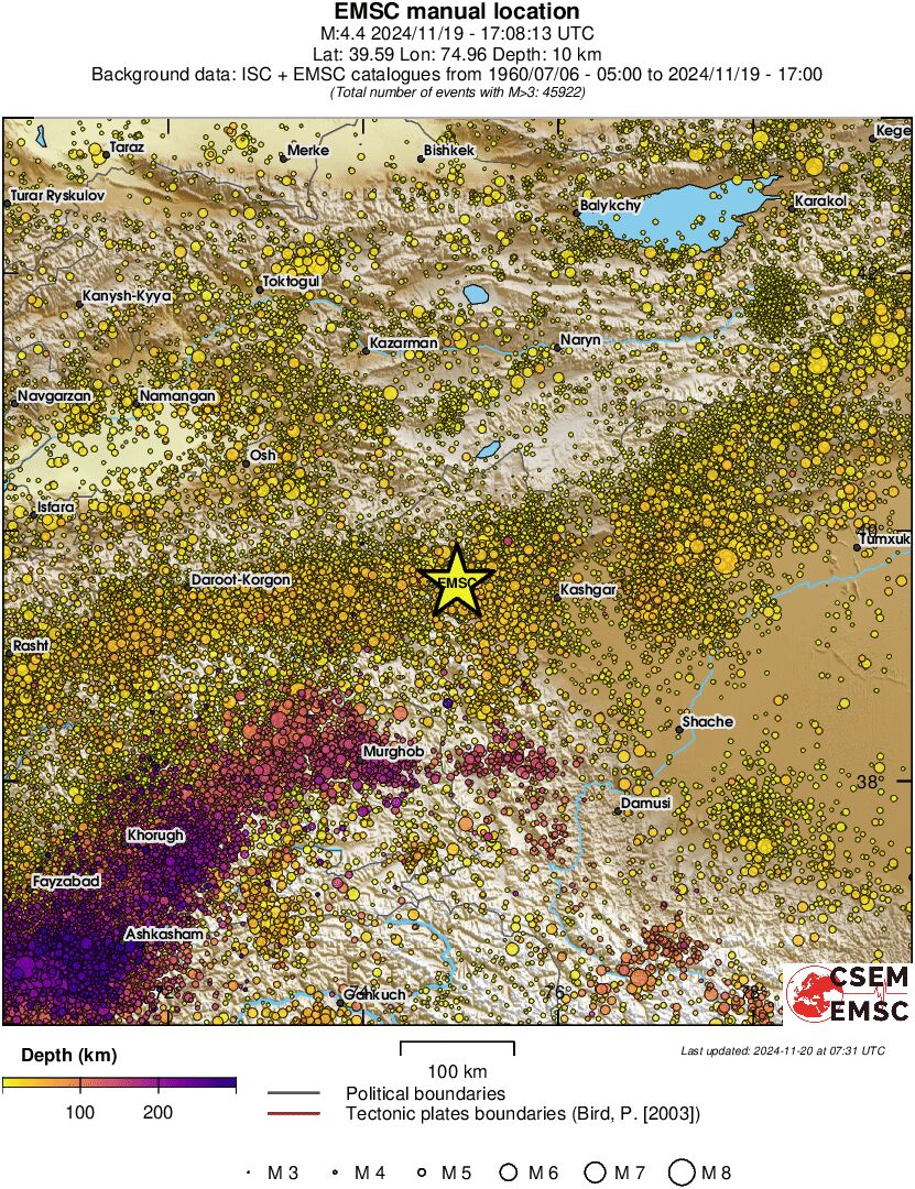 regional depth historical seismicity