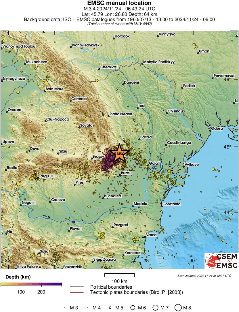 regional depth historical seismicity