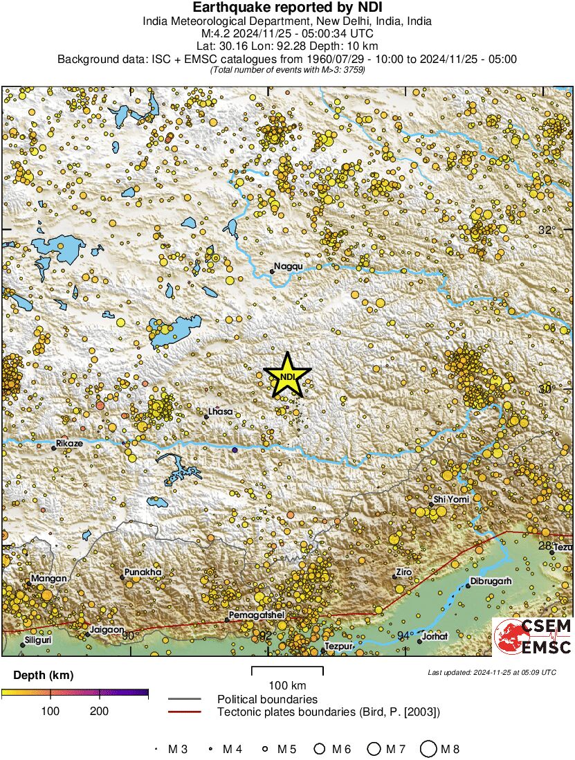 regional depth historical seismicity